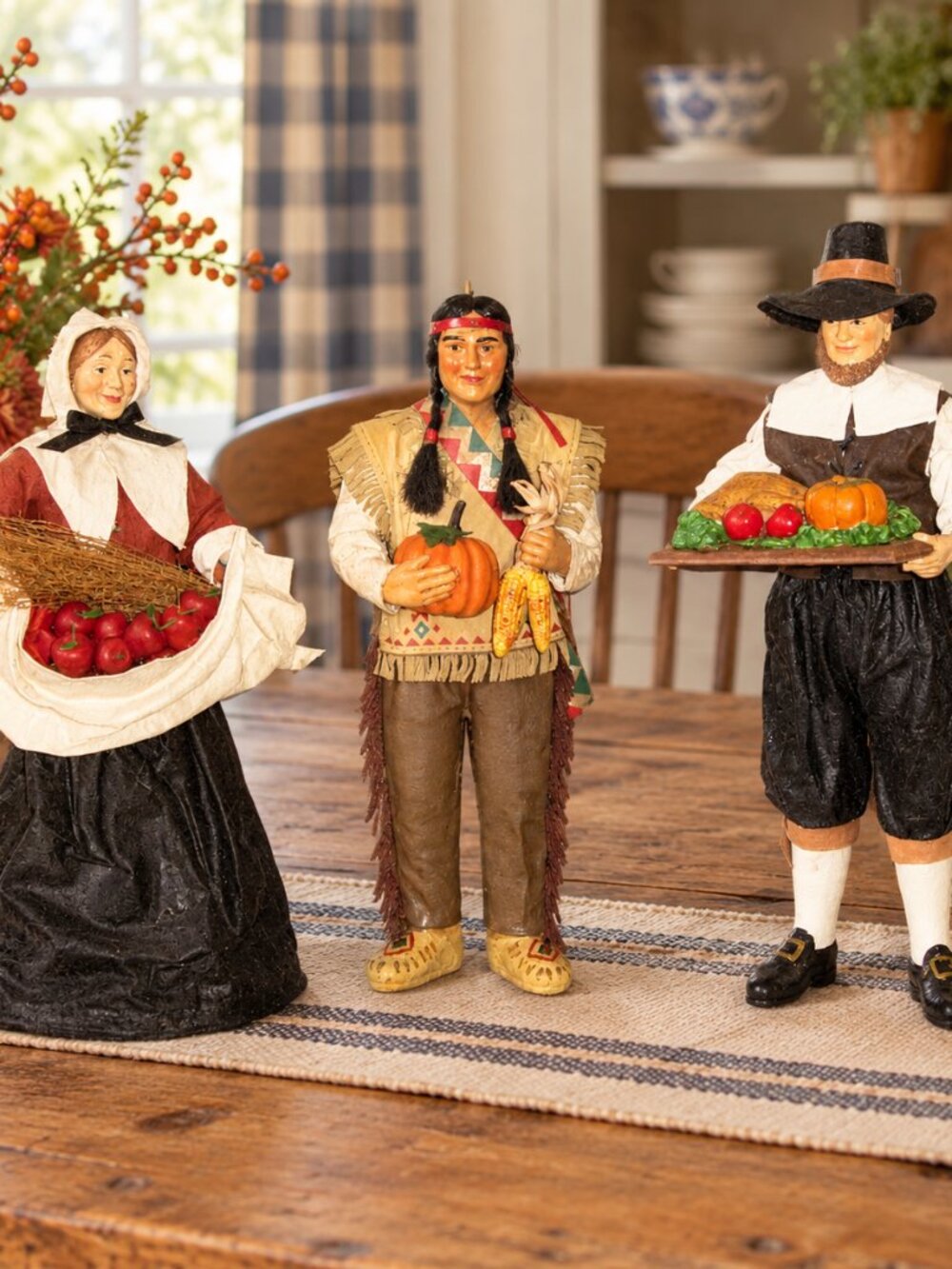 Vintage Thanksgiving Fabric Mache Figurines